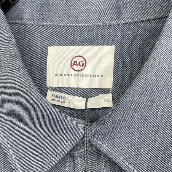 AG Adriano Goldschmied Mens Denim Colorblock Button-Up Shirt NEW $178 Sz XL - Picture 6 of 8